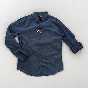 Beverly Hills Polo Club‎ Button Up Shirt Mens M Roll Tab Sleeve Navy Modern Fit